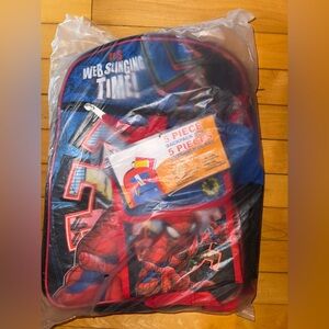 NWT Bioworld 5 Piece Spider-Man “It’s Web-Slinging Time” Backpack Set